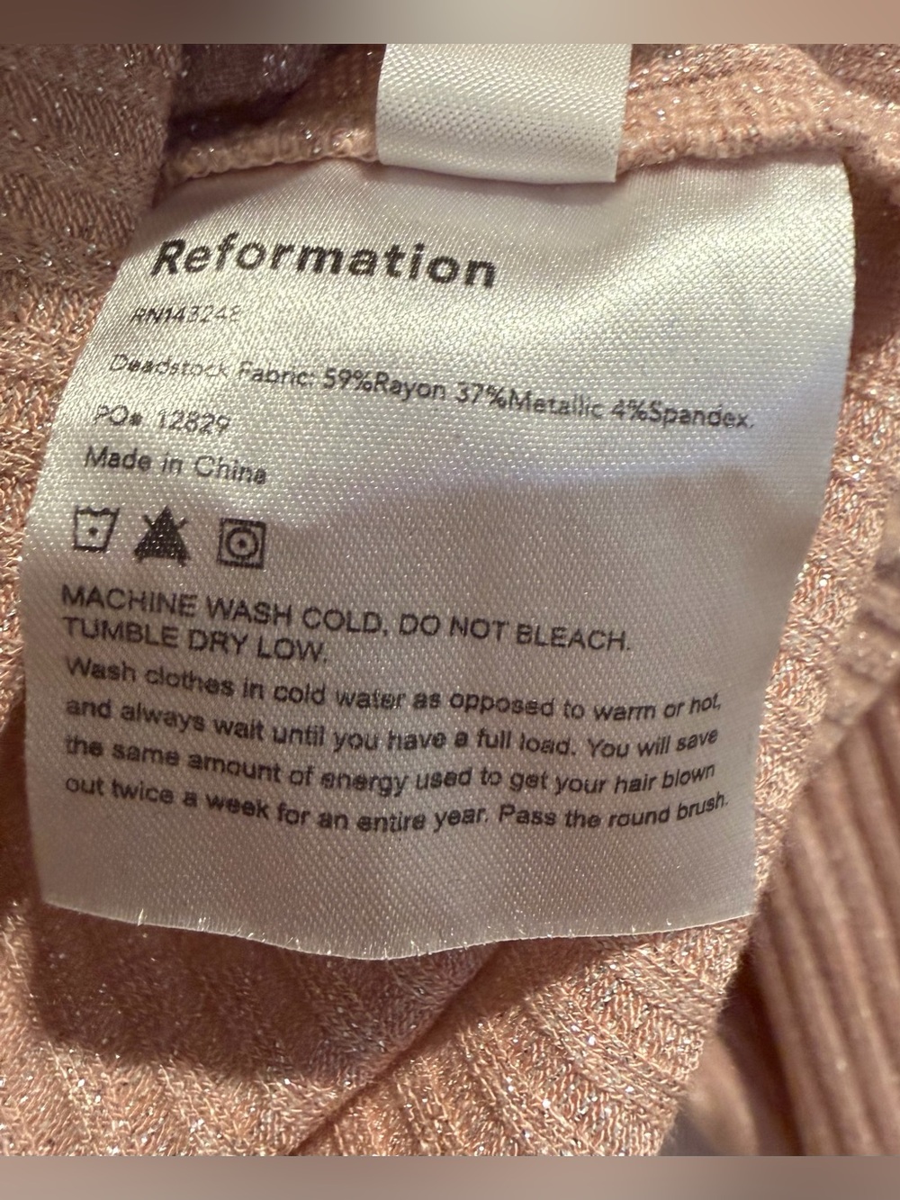 Reformation Ribbed Two-Piece Set - Dusty Rose Metallic - Picture 5 of 8
